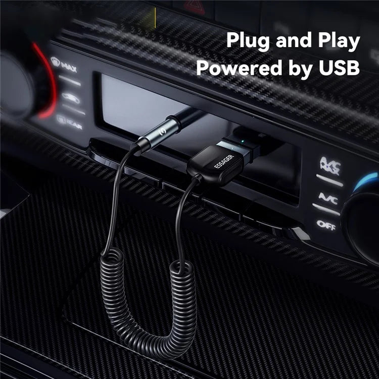 ESSAGER EBT-LF01-P Car Bluetooth Receiver Spring Cord 3.5mm AUX Car Audio Wireless Adapter