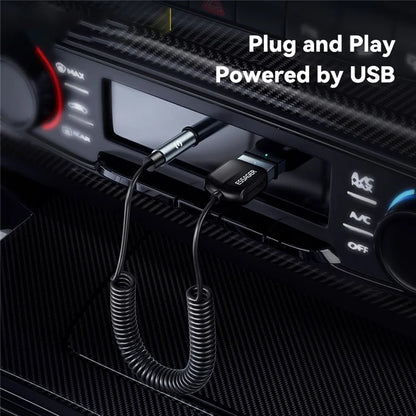 ESSAGER EBT-LF01-P Car Bluetooth Receiver Spring Cord 3.5mm AUX Car Audio Wireless Adapter