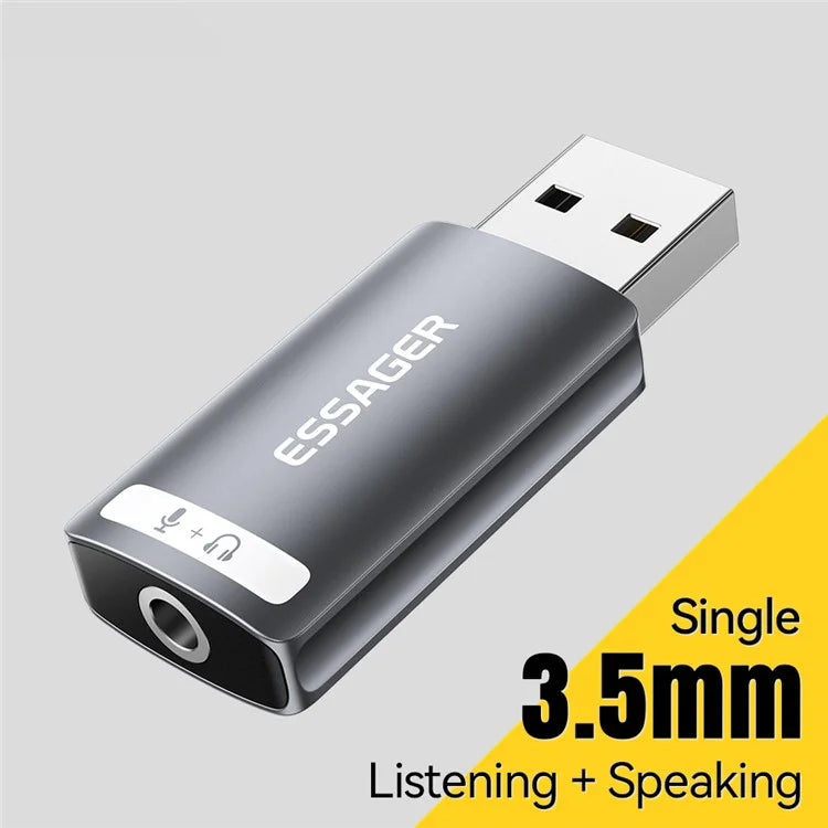 ESSAGER USB to Single 3.5mm Audio Adapter Headset External Stereo Sound Card Converter