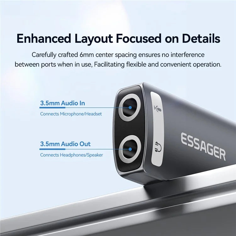 ESSAGER USB to Dual 3.5mm Audio Adapter Headset External Stereo Sound Card Converter