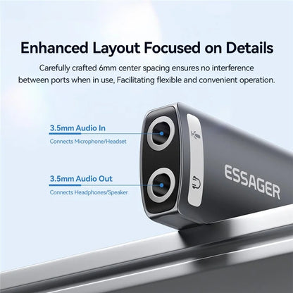 ESSAGER USB to Dual 3.5mm Audio Adapter Headset External Stereo Sound Card Converter