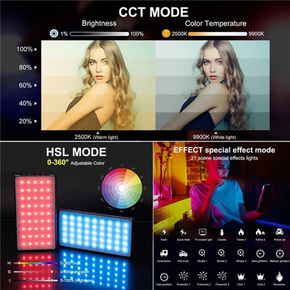 PULUZ PU633 Metal Body Full Color RGB Pocket Fill Lamp 21 Modes 135-LED Video Light