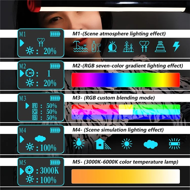PULUZ PU3550 Waterproof Photographic Light RGB Diving Stick Light with Remote Controller
