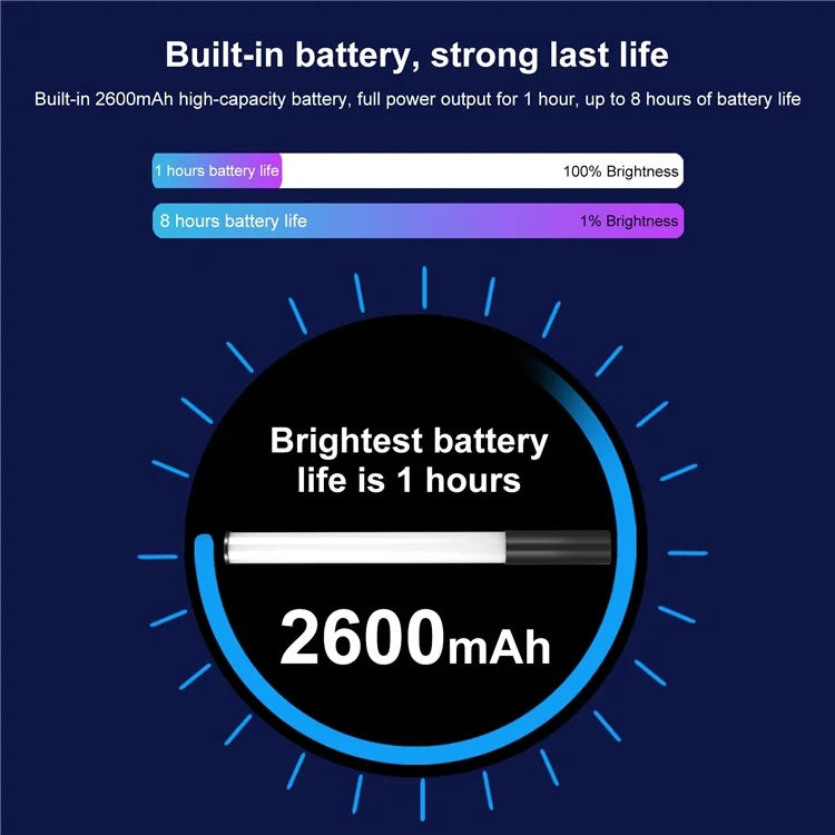 PULUZ PU635 Handheld RGB LED Light Stick 2500-9000K 13 Effects Full Color Photography Video Fill Light