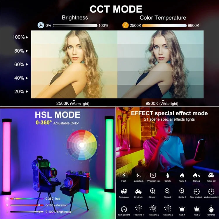 PULUZ PU4136 135-LED Full Color RGB Handheld Light Stick Photography Magnetic Fill Light