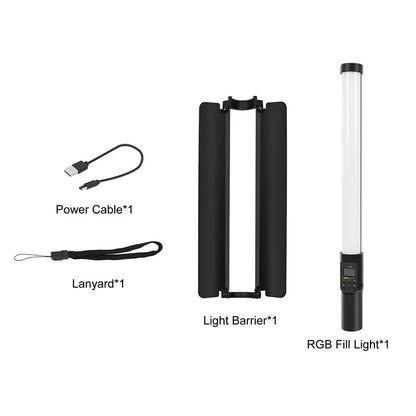 PULUZ PU4135 13W 190-LED Photo Handheld Light Stick Full Color RGB Fill Light with Barndoor