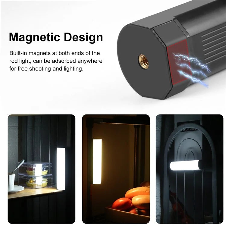 PULUZ PU4138 17cm Portable RGB Light Stick Magnetic LED Tube Light Wand 6W Photography Fill Light
