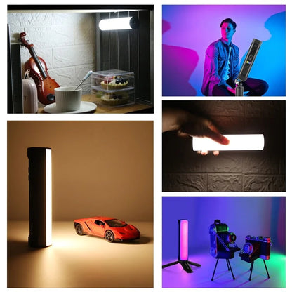 PULUZ PU4138 17cm Portable RGB Light Stick Magnetic LED Tube Light Wand 6W Photography Fill Light
