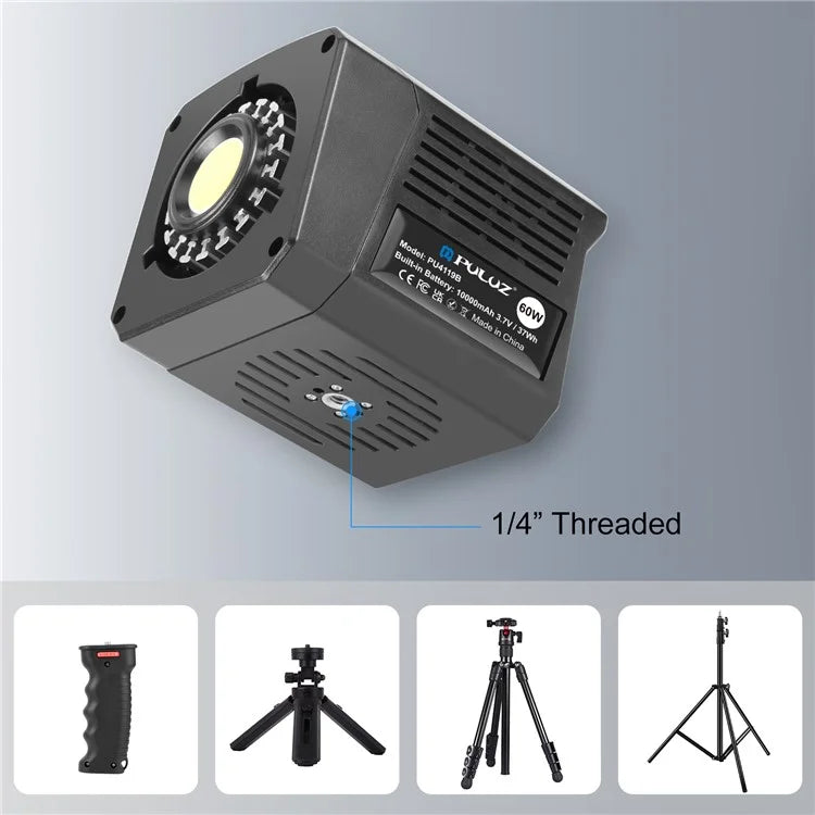PULUZ PU4119B 60W COB Handheld Photography Vlog Light Video Recording Dual Color Temperature Fill Light