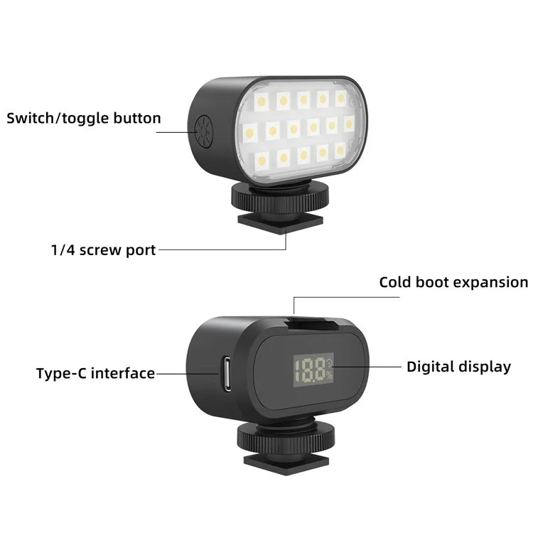 PULUZ PU564B 16-LED RGB Fill Light for Live Broadcast Mini Photography Video Lamp