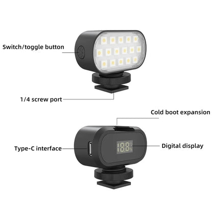 PULUZ PU564B 16-LED RGB Fill Light for Live Broadcast Mini Photography Video Lamp