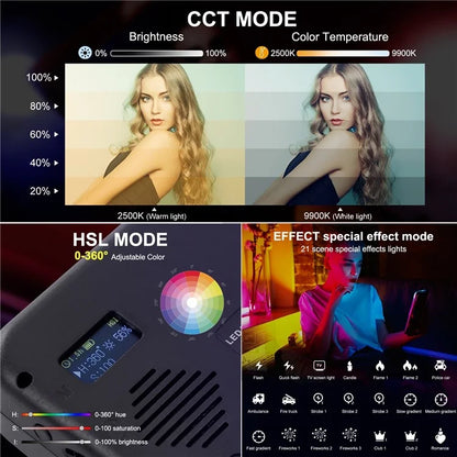 PULUZ PU634 RGB Photography Lamp Skin Beauty Live Streaming LED Fill Light for Camera Phone