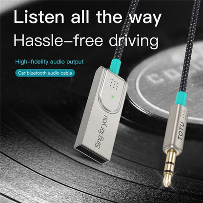 TOTU AD-10 1.7m Car AUX 3.5mm Bluetooth 5.0 Wireless Adapter Audio Cable