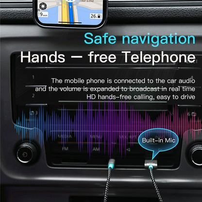 TOTU AD-10 1.7m Car AUX 3.5mm Bluetooth 5.0 Wireless Adapter Audio Cable