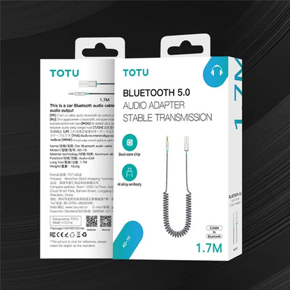 TOTU AD-10 1.7m Car AUX 3.5mm Bluetooth 5.0 Wireless Adapter Audio Cable