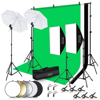 PULUZ PKT3112 Softlight Box Reflector Board Background Cloth Light Stand Photography Kit Set