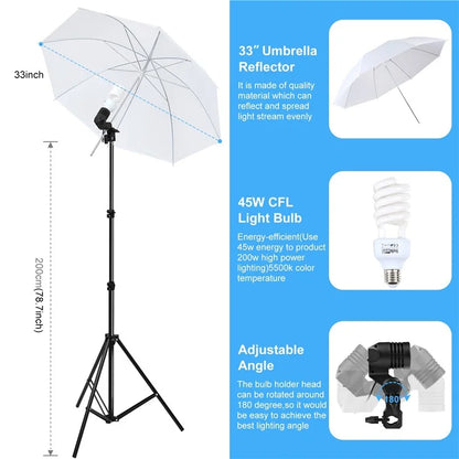 PULUZ PKT3112 Softlight Box Reflector Board Background Cloth Light Stand Photography Kit Set