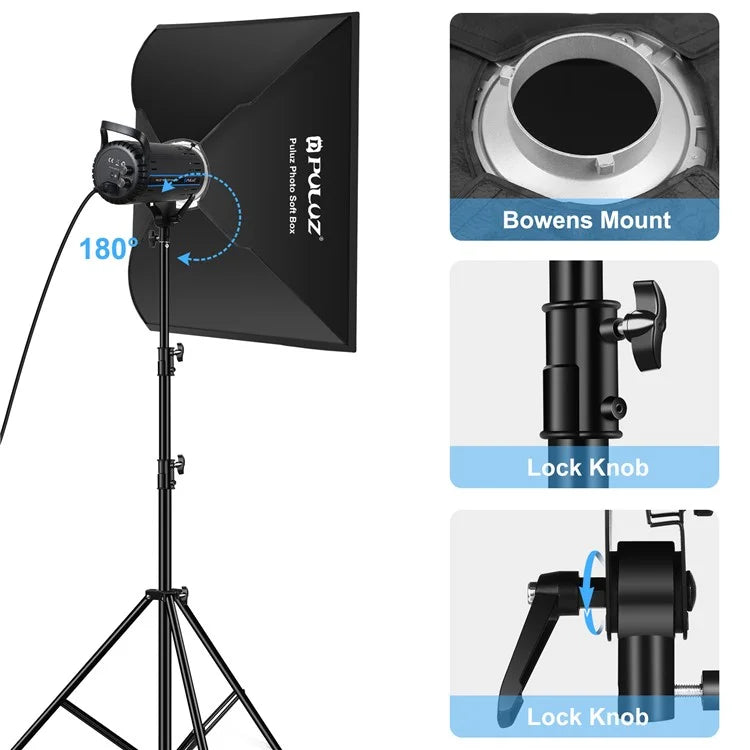PULUZ PKT3111 3200K-5600K LED Studio Light with Softbox Photography Kit Set