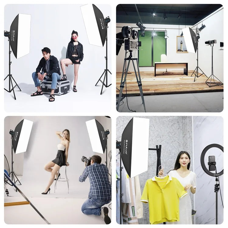PULUZ PKT3111 3200K-5600K LED Studio Light with Softbox Photography Kit Set