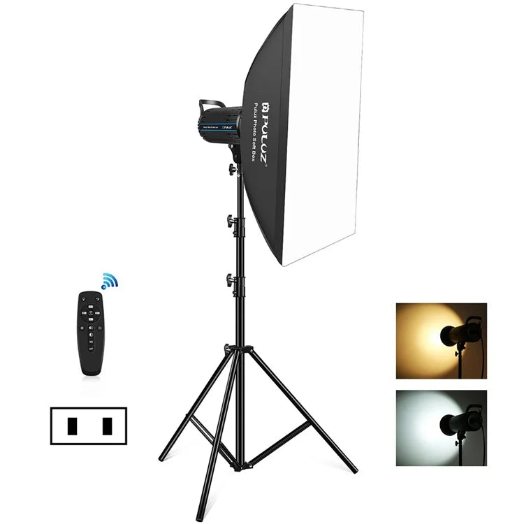 PULUZ PKT3111 3200K-5600K LED Studio Light with Softbox Photography Kit Set