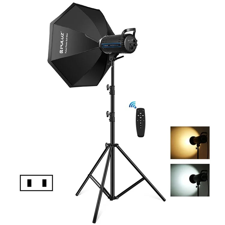 PULUZ PKT3108 Photography Kit Set 3200K-5600K 150W Video Light with Softbox Remote Control Light Holder