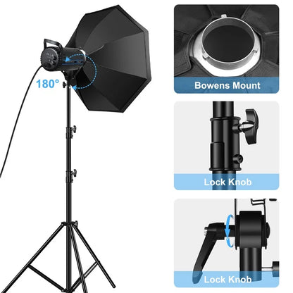 PULUZ PKT3108 Photography Kit Set 3200K-5600K 150W Video Light with Softbox Remote Control Light Holder