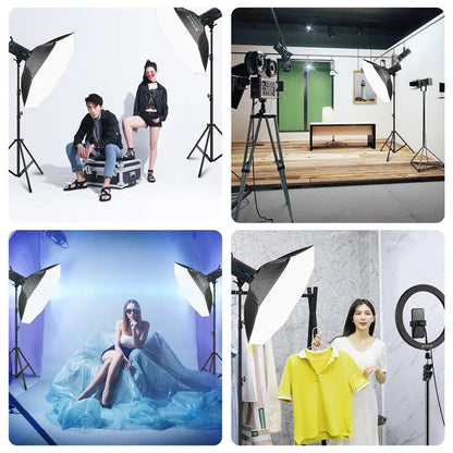 PULUZ PKT3108 Photography Kit Set 3200K-5600K 150W Video Light with Softbox Remote Control Light Holder