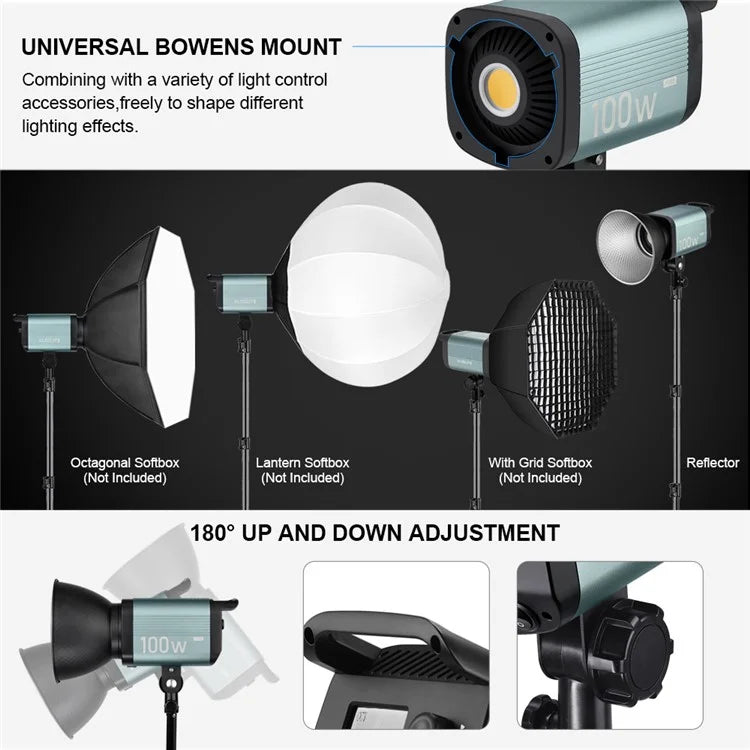 VLOGLITE P100 100W High Powerful Bright COB LED Light Professional Photography Video Fill Light for Live Streaming, Studio