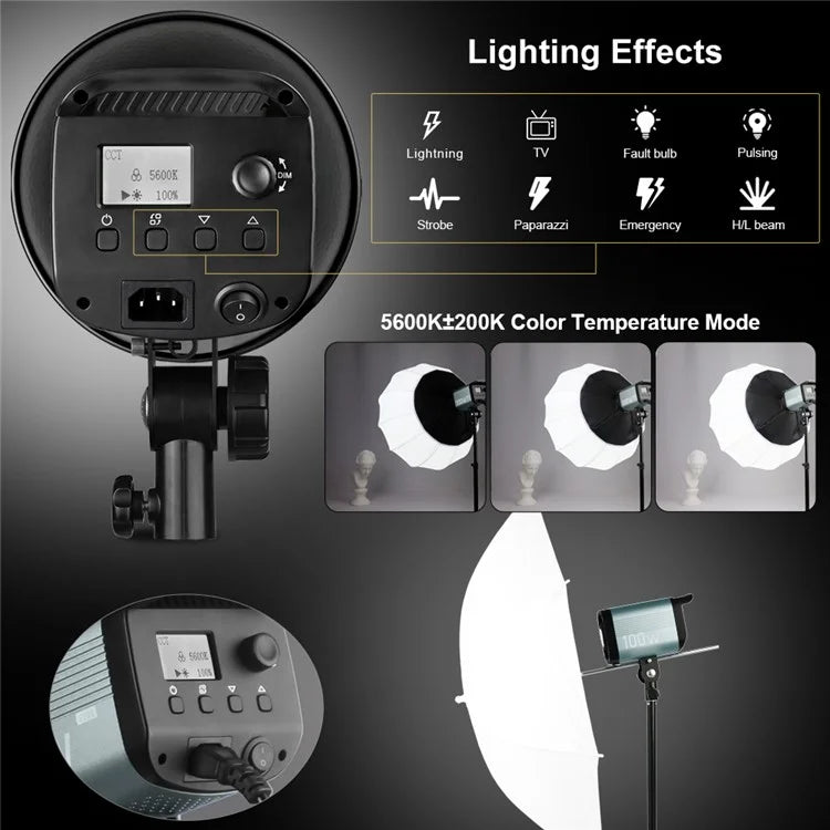 VLOGLITE P100 100W High Powerful Bright COB LED Light Professional Photography Video Fill Light for Live Streaming, Studio