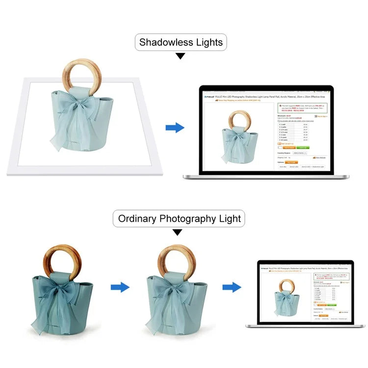 PULUZ PU5138 1200LM 38x38cm LED Photography Shadowless Bottom Light Dimmable Lamp Panel