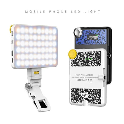 Display Screen Design Fill Light 60 LED Clip-On Cell Phone Video Conference Lamp for Laptop