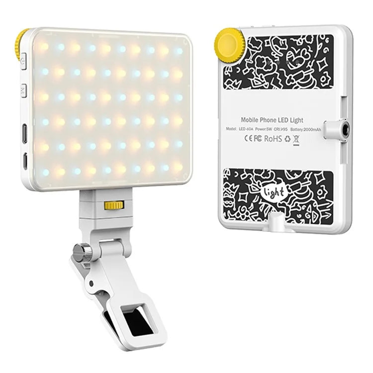Indicator Light Design 60 LED Clip Fill Light Video Conference Lamp for Cell Phone, Laptop