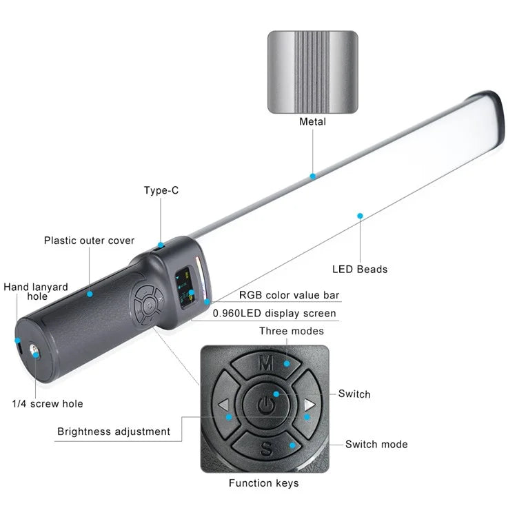 VLOGLITE W270RGB LED Studio Light for Live Streaming, E-Sports Handheld Fill Light