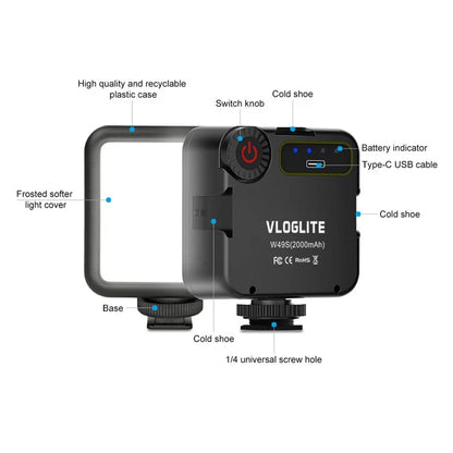 VLOGLITE W49S Mini Beauty Video Light Photography Live Streaming LED Fill Light