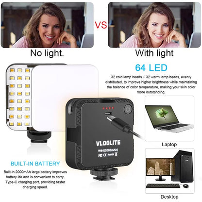 VLOGLITE W64 Dimmable LED Fill Light for Live Broadcast / Video Conference