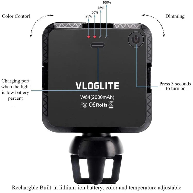 VLOGLITE W64 Dimmable LED Fill Light for Live Broadcast / Video Conference