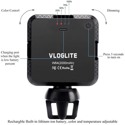 VLOGLITE W64 Dimmable LED Fill Light for Live Broadcast / Video Conference
