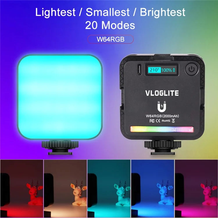 VLOGLITE W64RGB 20 Modes Live Broadcast Dimmable RGB LED Pocket Fill Light