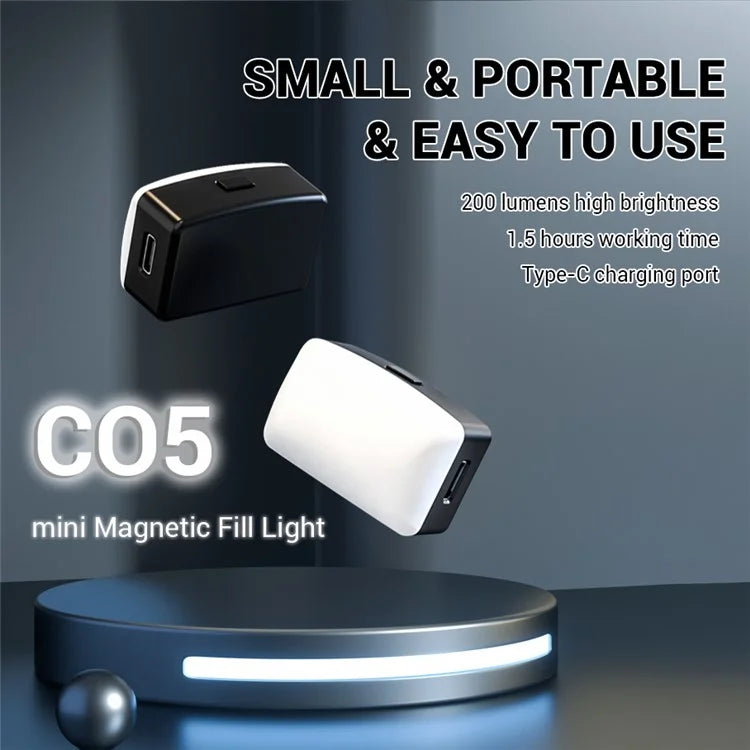 C05 200 Lumens Magnetic Mini Fill Light Three Color Dimmable Pocket Lamp