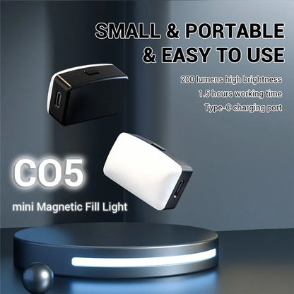 C05 200 Lumens Magnetic Mini Fill Light Three Color Dimmable Pocket Lamp