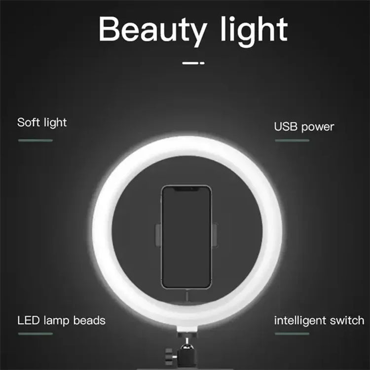 JMARY FM-536A 10-inch Ring Fill Light with Phone Clip + Bluetooth Shutter + Tripod