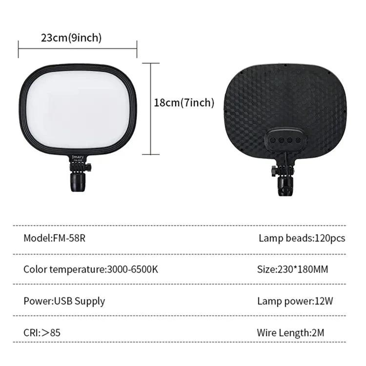 JMARY FM-58R Photography Fill Light 180-Degree Rotatable 9-inch LED Light for Live Streaming