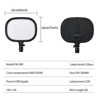 JMARY FM-58R Photography Fill Light 180-Degree Rotatable 9-inch LED Light for Live Streaming