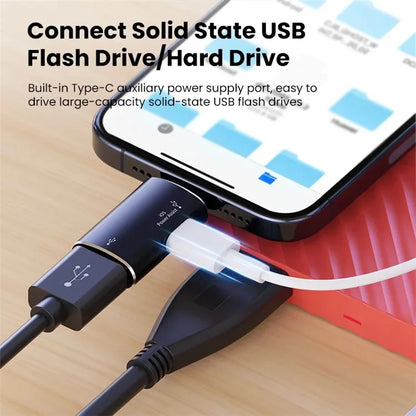 JS-103 For iPhone iPad Connector 7Pin Male to USB+Type-C Female OTG Adapter