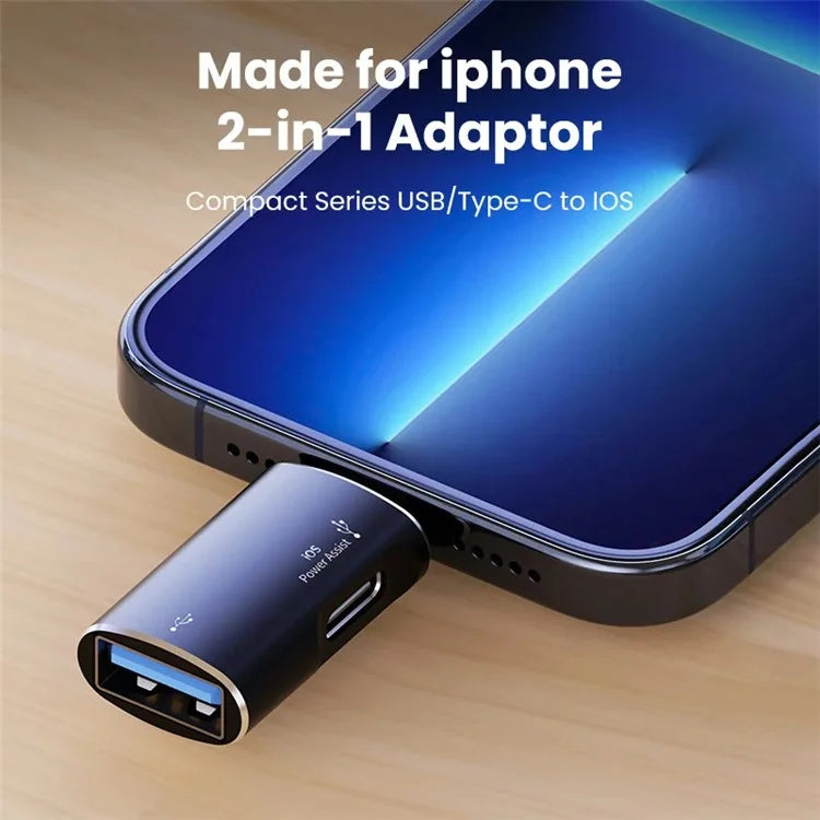 JS-103 For iPhone iPad Connector 7Pin Male to USB+Type-C Female OTG Adapter
