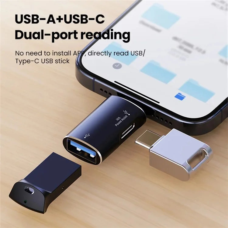 JS-103 For iPhone iPad Connector 7Pin Male to USB+Type-C Female OTG Adapter