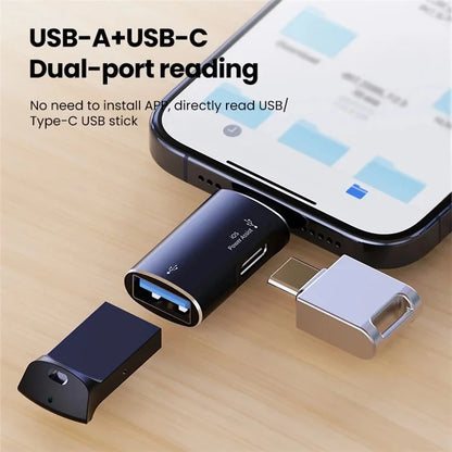 JS-103 For iPhone iPad Connector 7Pin Male to USB+Type-C Female OTG Adapter