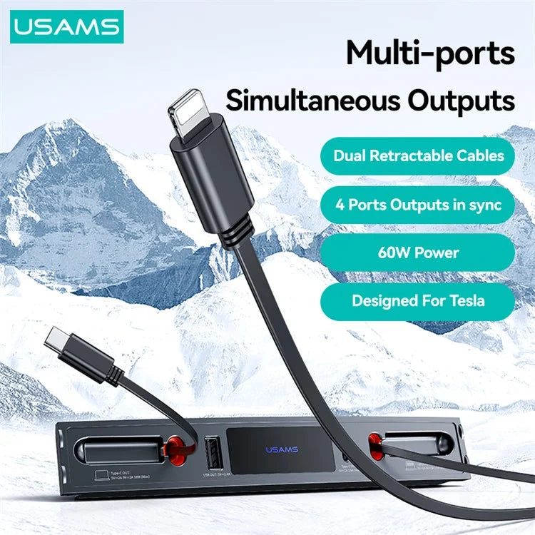 USAMS US-SJ649 For Tesla 3 / Y 60W Car Central Control Charging Hub