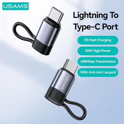 USAMS US-SJ677 AU17 PD 30W Charging Adapter Type-C Male to iOS Female Converter