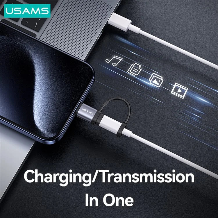 USAMS US-SJ677 AU17 PD 30W Charging Adapter Type-C Male to iOS Female Converter